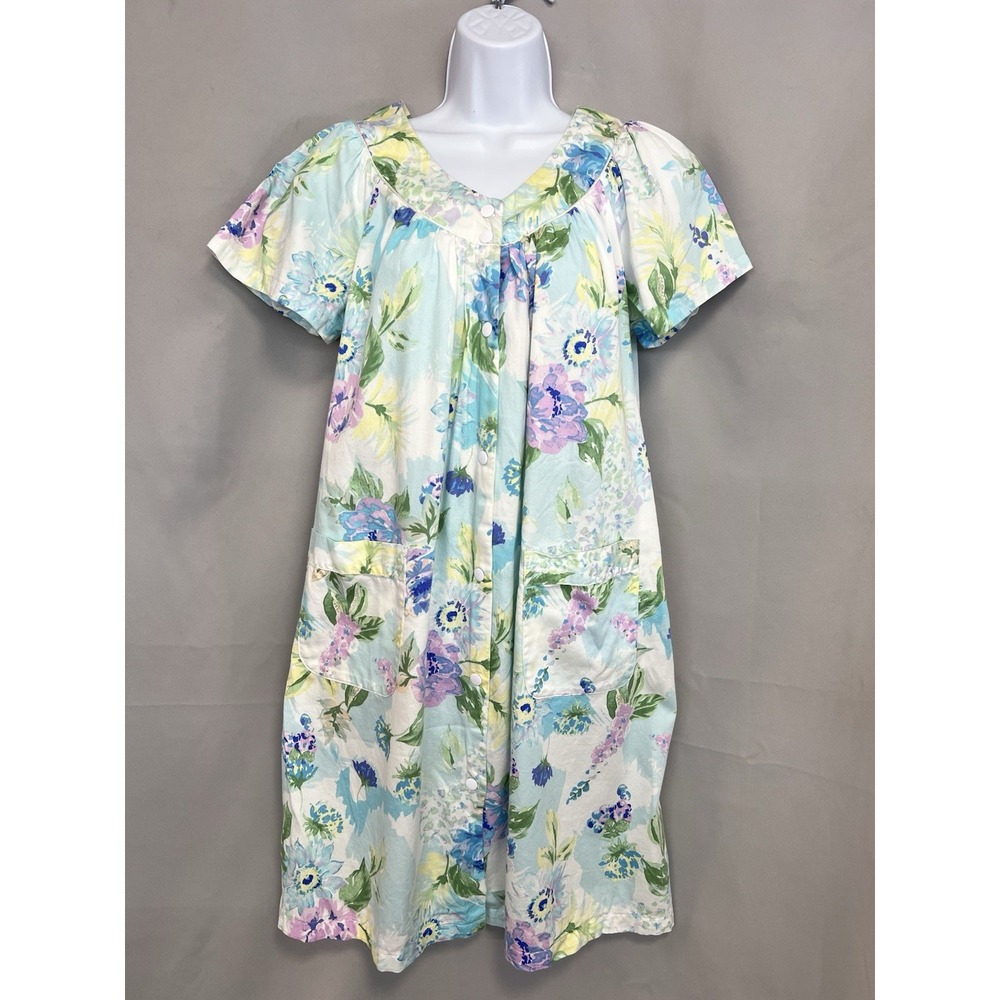 Miss Elaine Women's Nightgown Floral Sz Small Snap Front